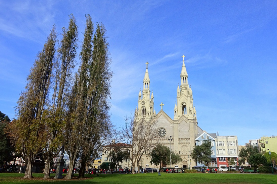 Saints Peter & Paul Church over Washington Square, North Beach